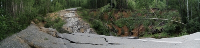 Обвал дороги у шахты Северопесчанская (Панорама)
